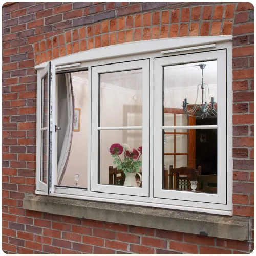 White flush casement windows installed on a traditional brick property in Yorkshire