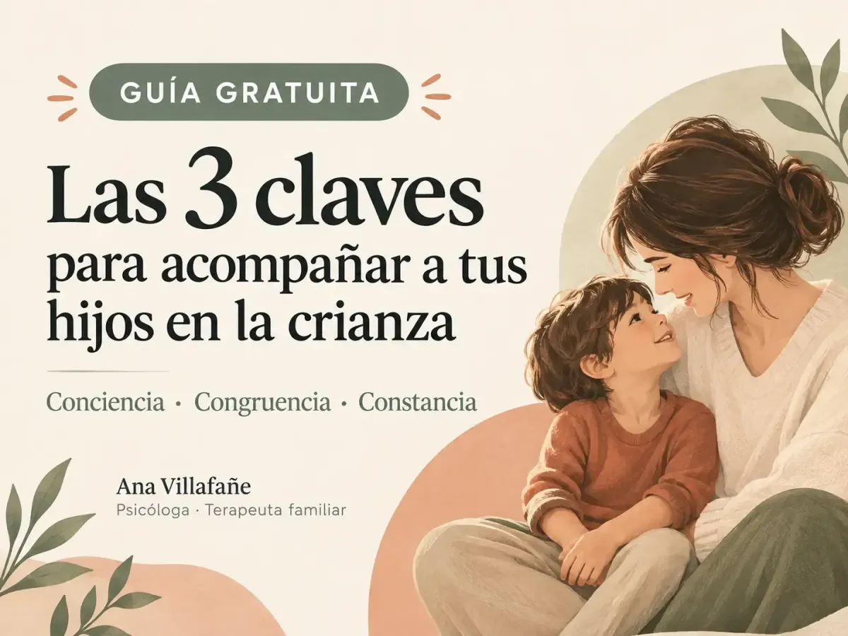 Portada del cuadernillo digital 3 claves para acompañar a tus hijos en la crianza con detalles botánicos