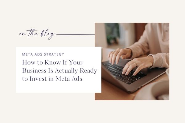 Woman typing at desk, trying to find out if she is ready to invest in Meta ads