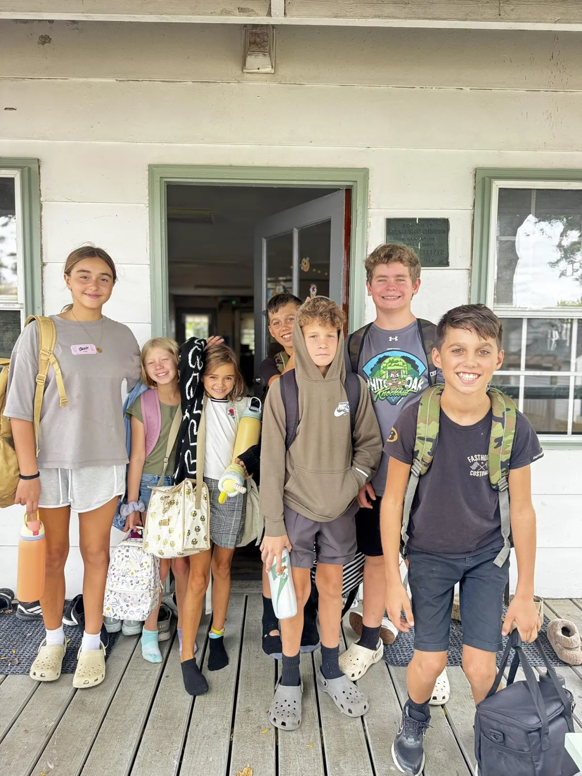 Students arriving and preparing for their day