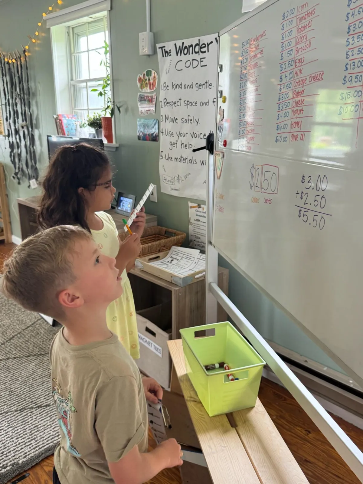 Students engaging in morning goal setting and digital tracking