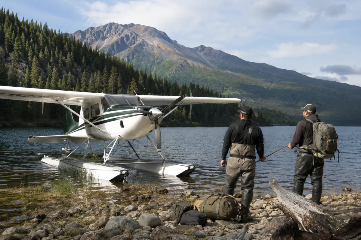 Expédition de pêche en hydravion sur un lac sauvage au Canada