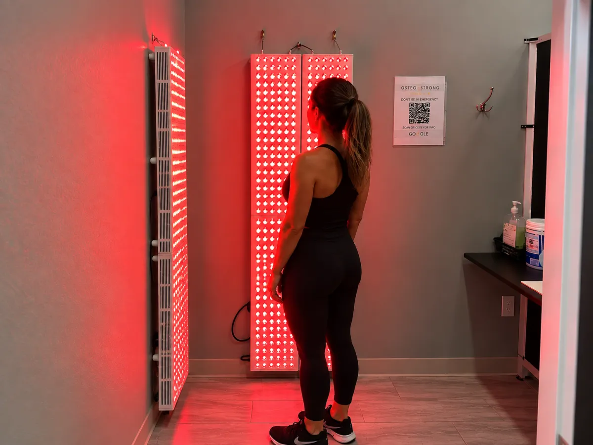 Joovv red light therapy for muscle recovery, cellular energy and healthy aging at OsteoStrong Lake Forest in Orange County