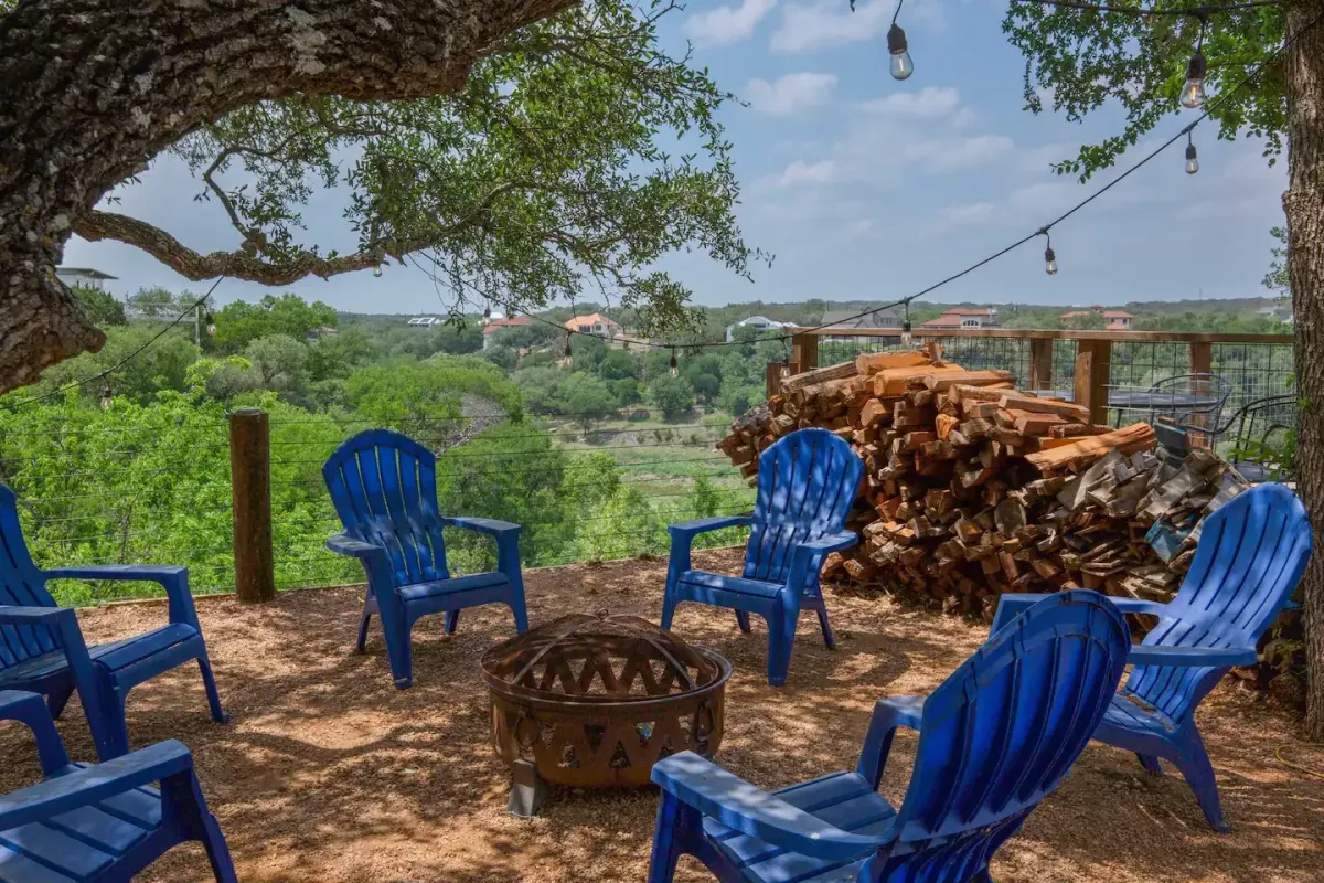 Firepit and Adirondack chairs vacation rental