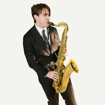 Saxophone player in a suit and tie