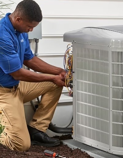 HVAC Technician inspecting commercial unit