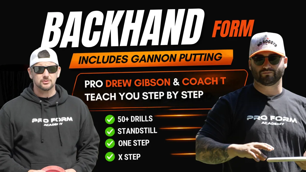 Drew Gibson disc golf backhand throwing mechanics demonstration