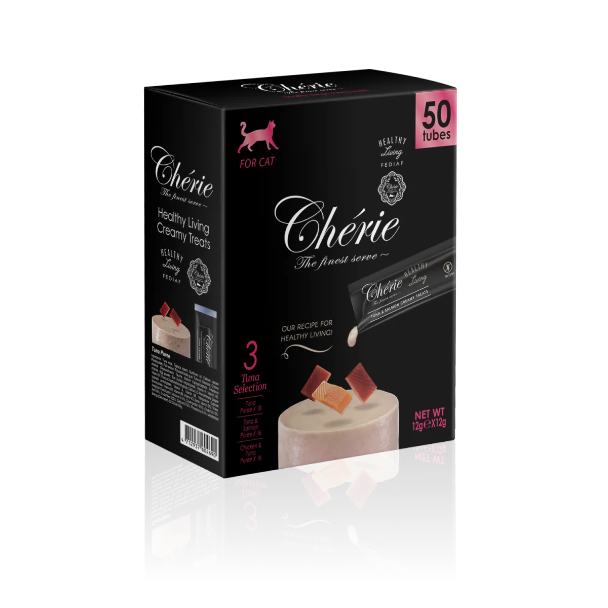 Chérie набір кремових ласощів для котів, асорті з тунцем, 50×12 г – Image 1
