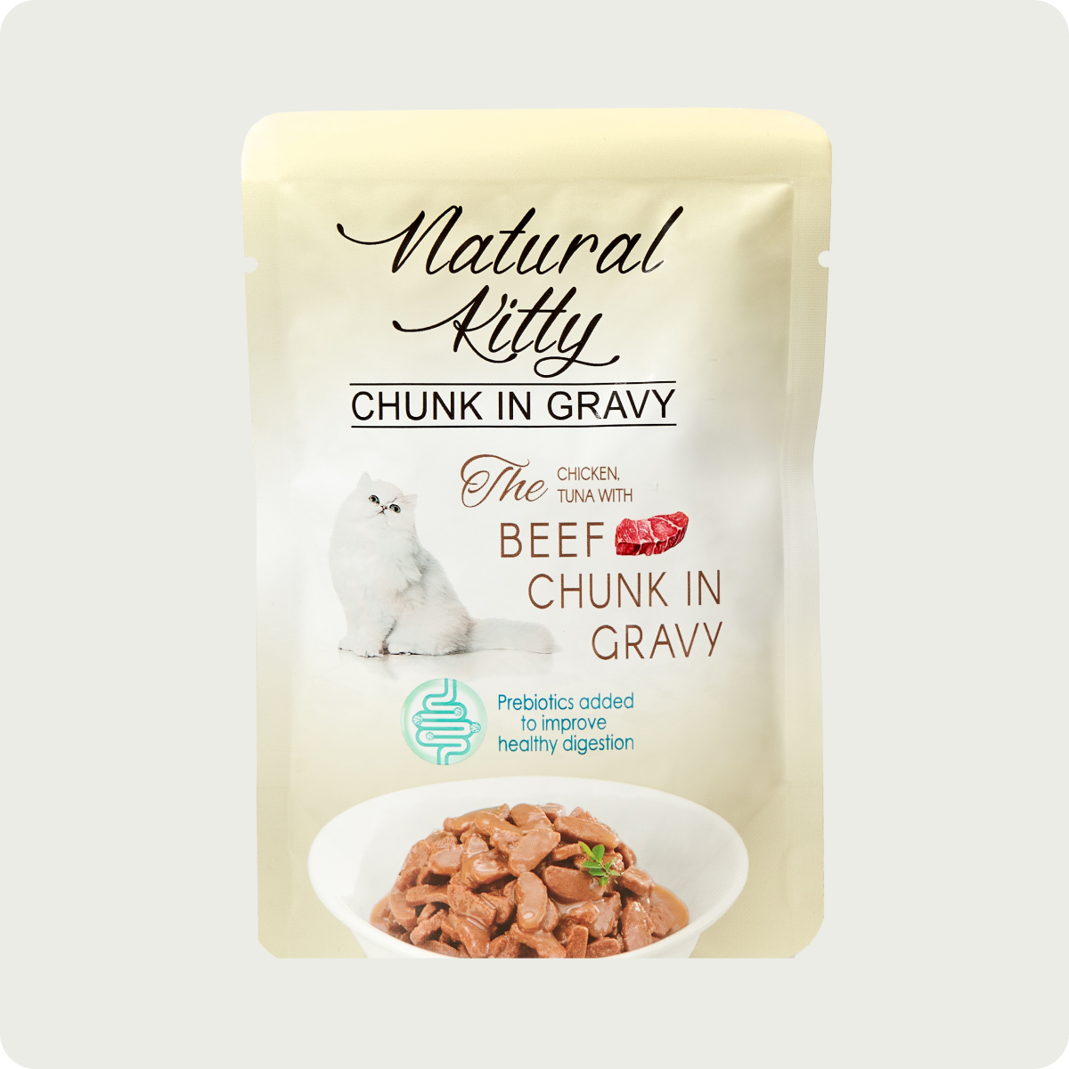 Natural Kitty Шматочки курки,тунця та яловичини в підливі, 85 г – Image 1