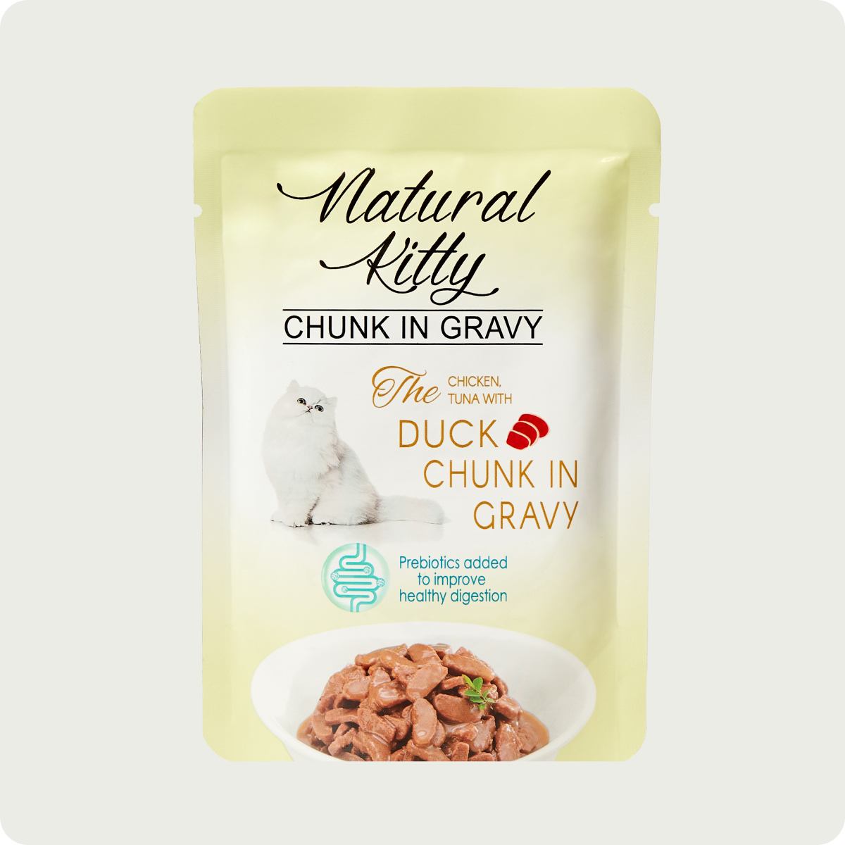 Natural Kitty Шматочки тунця, курки та качки в підливі, 85 г – Image 1
