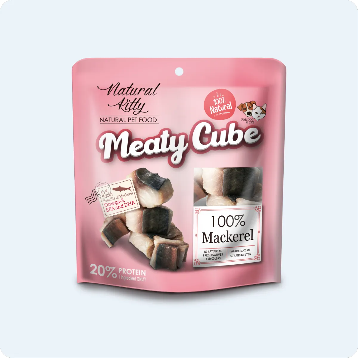 Natural Kitty М'ясні кубики зі скумбрії для котів і собак, 60 г – Image 1