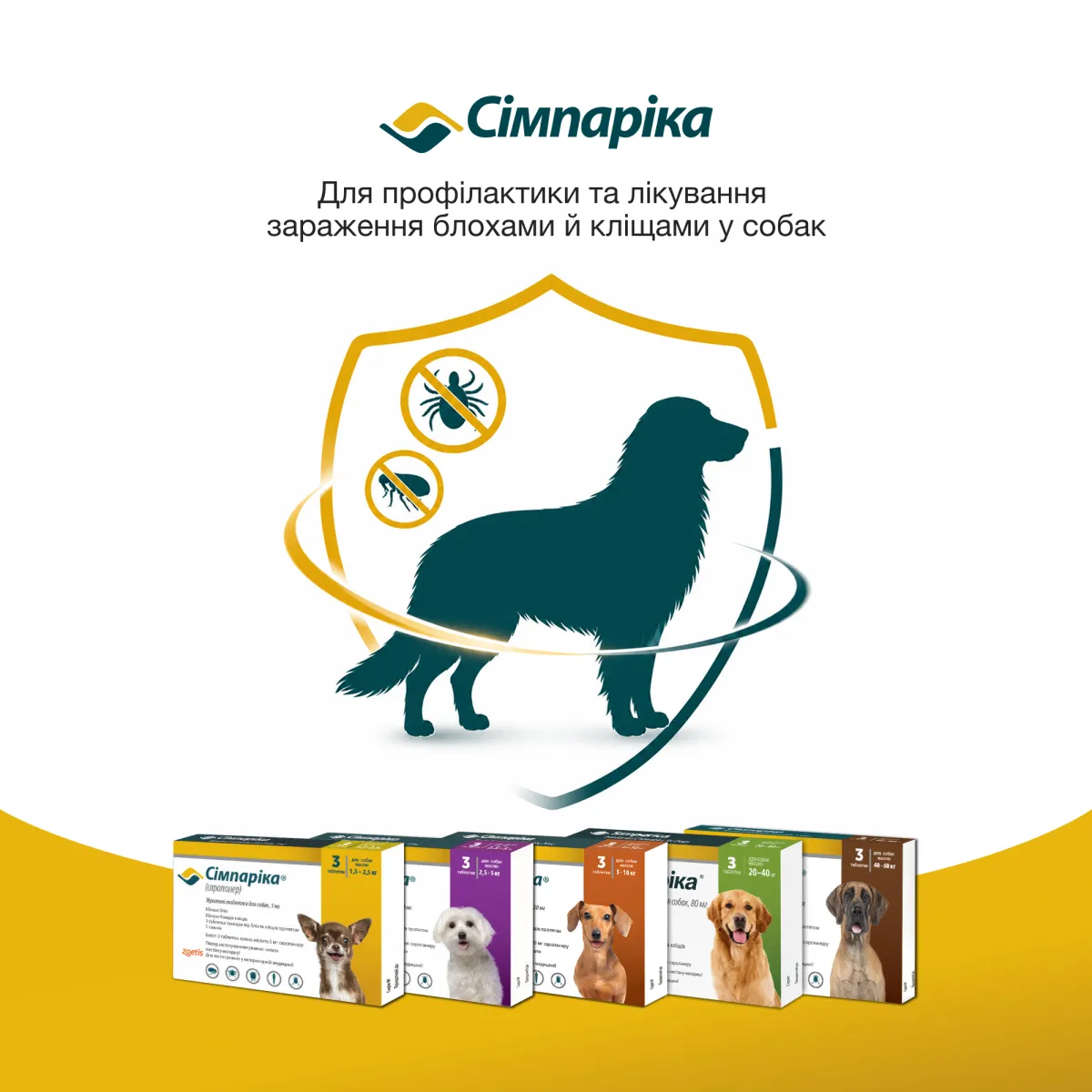 Zoetis Сімпаріка 120 мг жувальні таблетки, для собак 40–60 кг, 3 шт. – Image 2