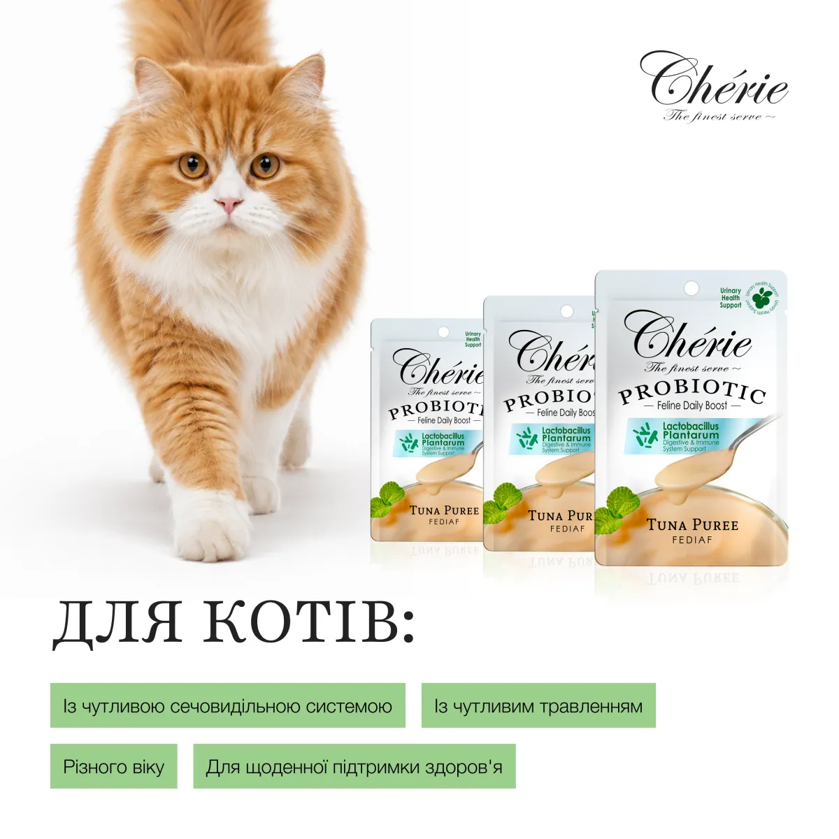 Chérie пюре з тунцем для котів, підтримка сечовивідної системи, 40 г – Image 3