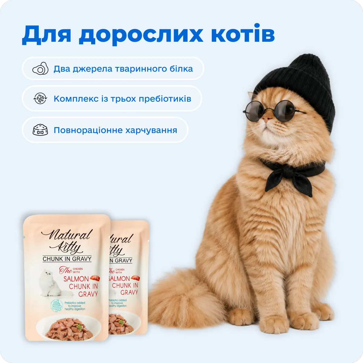 Natural Kitty Шматочки курки та лосося в підливі, 85 г – Image 5