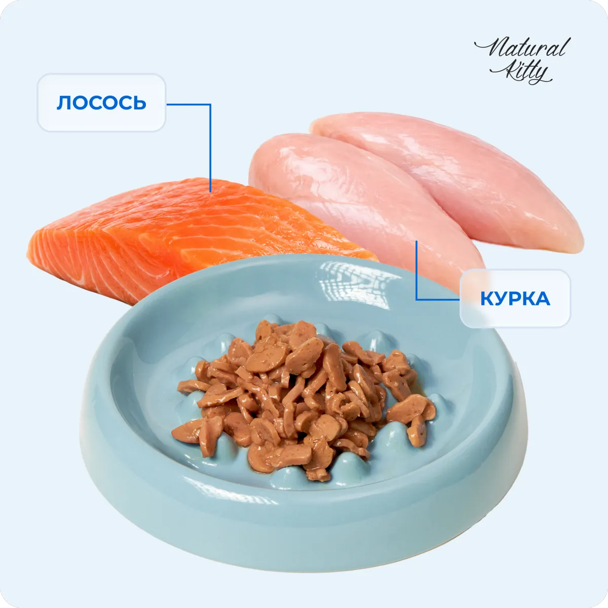Natural Kitty Шматочки курки та лосося в підливі, 85 г – Image 4