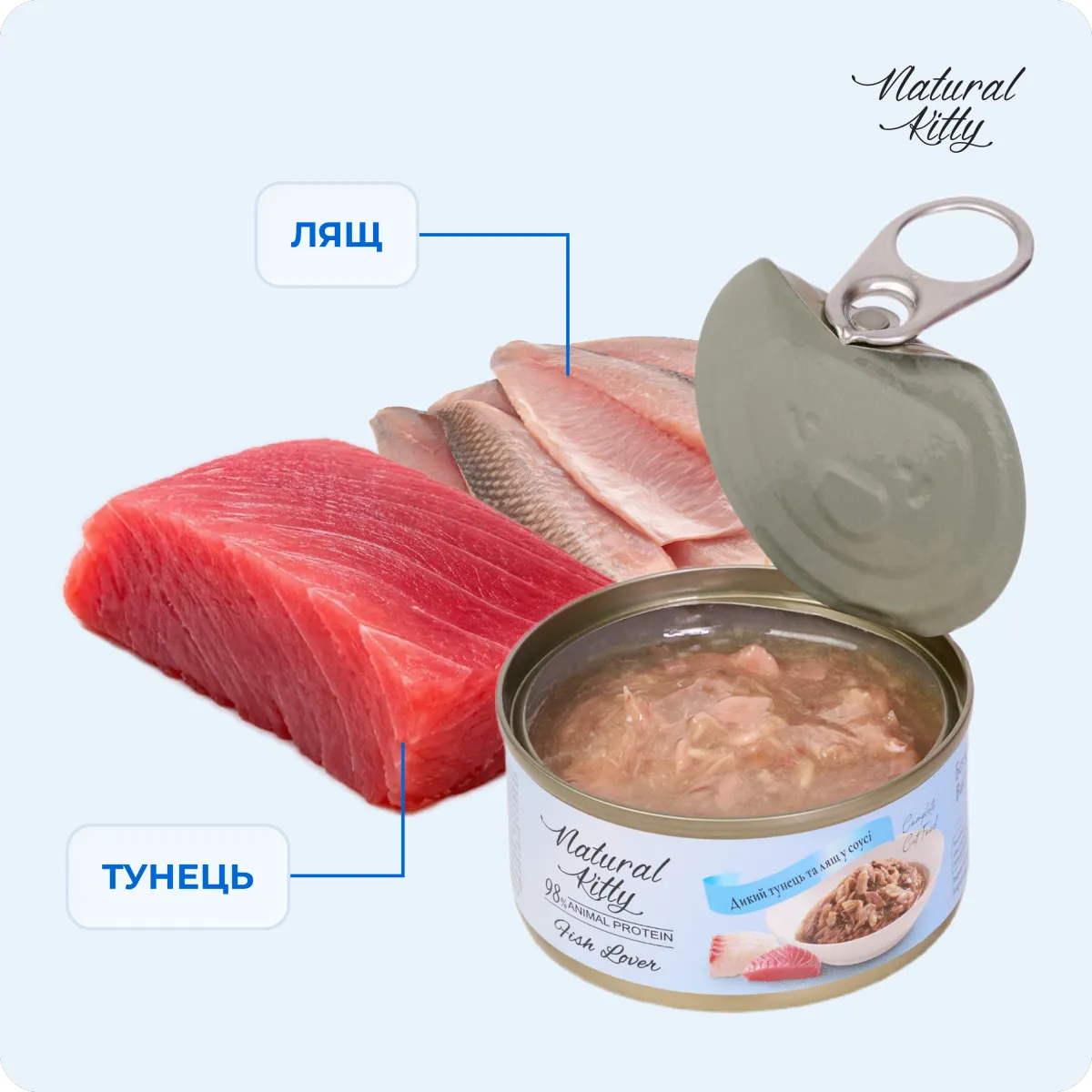 Natural Kitty Дикий тунець та лящ у соусі, 70 г – Image 6
