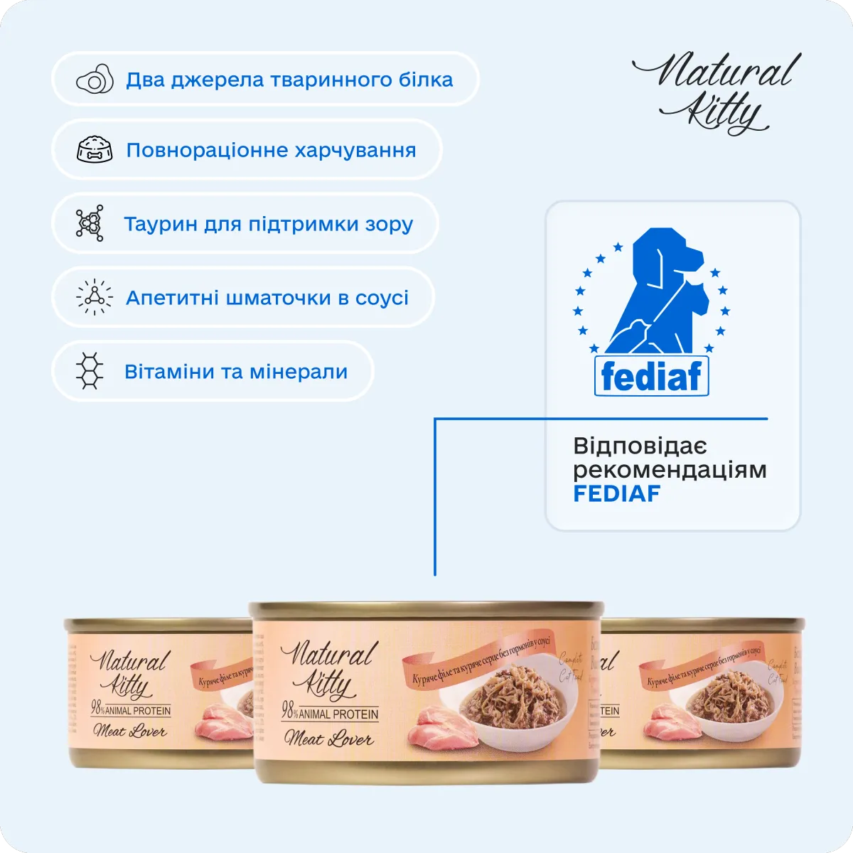 Natural Kitty Куряче філе та куряче серце в соусі, 70 г – Image 3