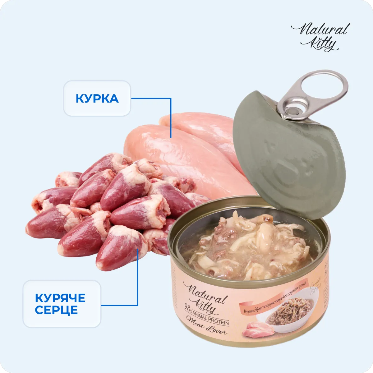 Natural Kitty Куряче філе та куряче серце в соусі, 70 г – Image 6