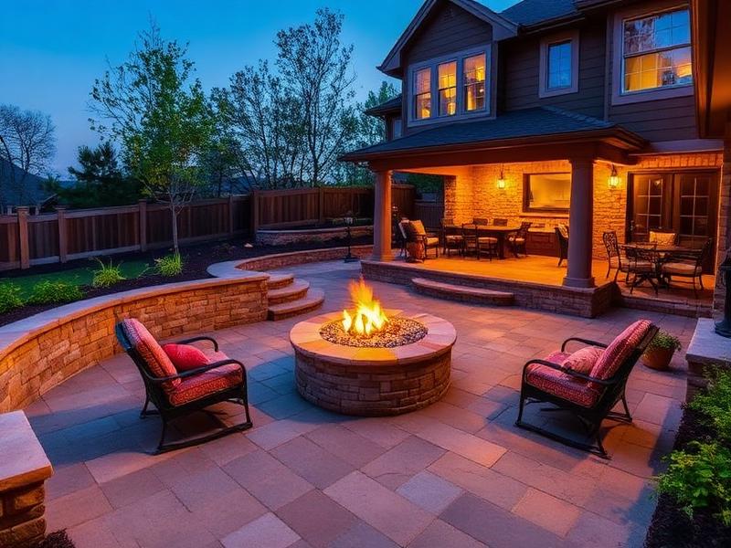 Stone patio and fire pit masonry