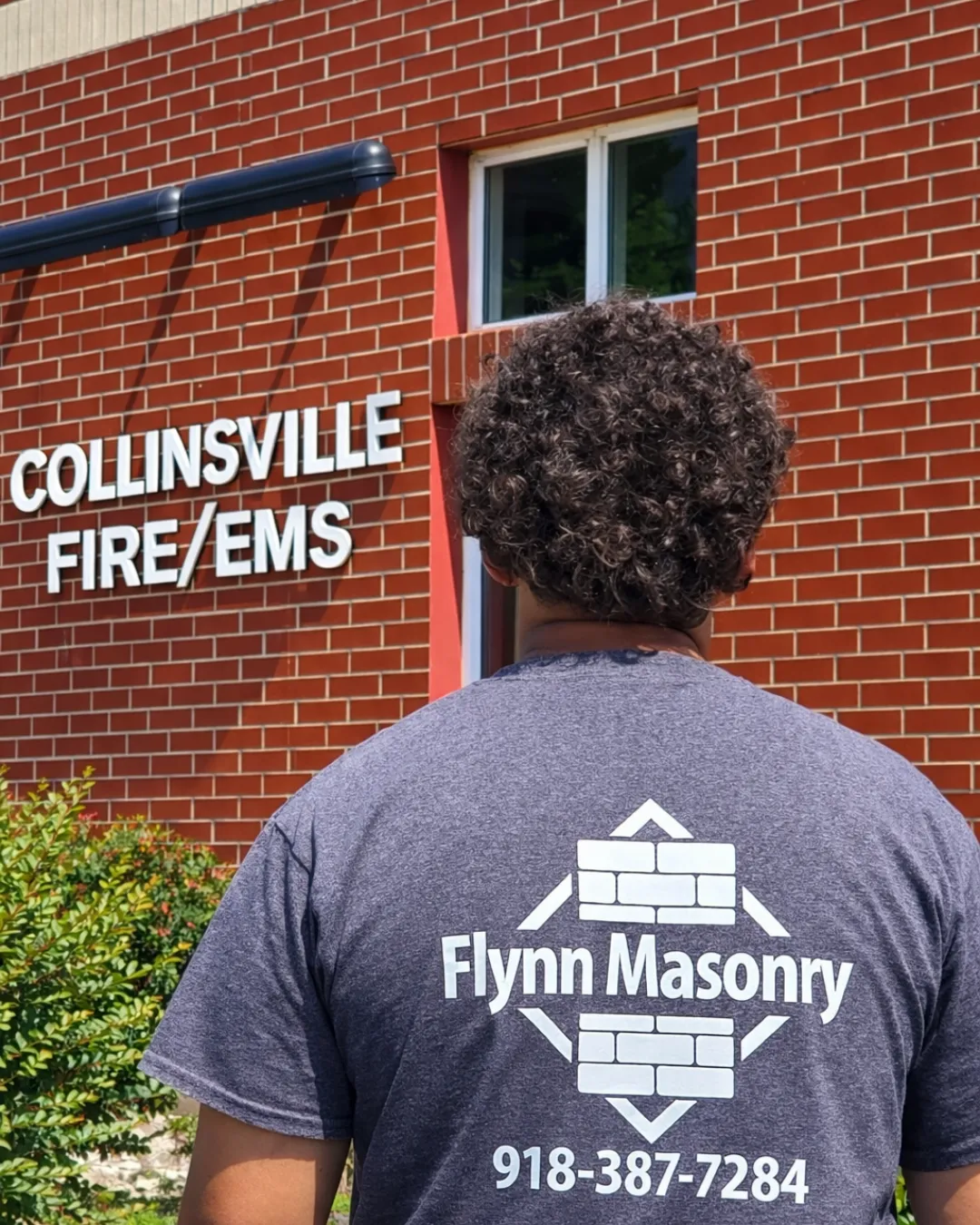 Masonry contractor at work