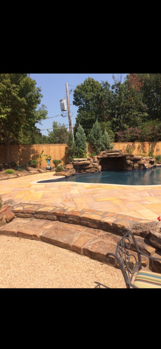Pool stone work steps