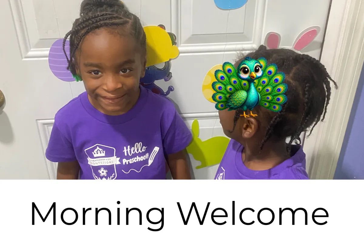 Preschool children welcoming each other at Ambassador Kids Montessori in Fort Lauderdale