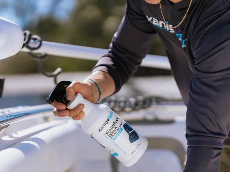 Vinyl Boat Seat Marintenance | Xanigo Marine Waterless Wash