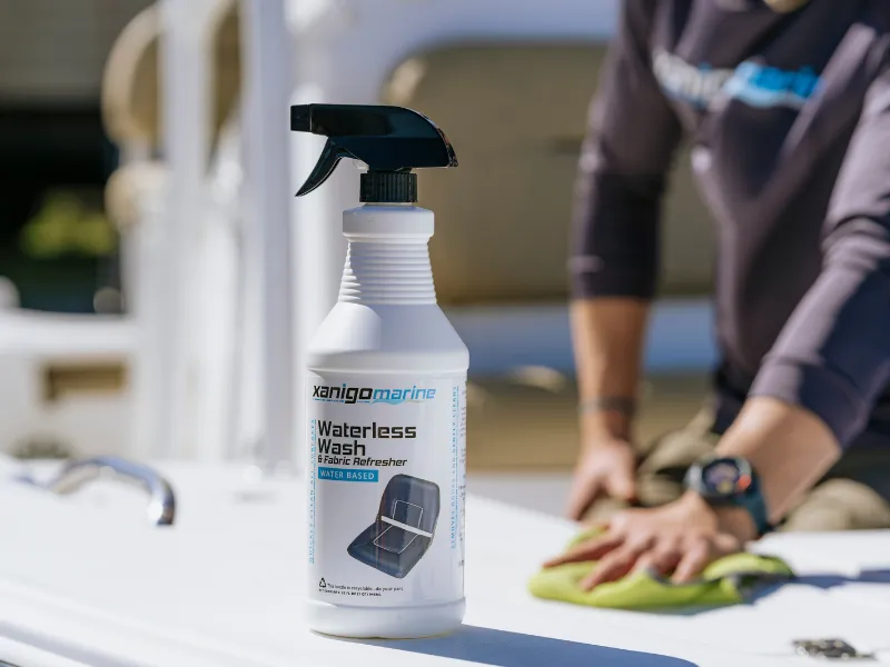 Vinyl Boat Seat Marintenance | Xanigo Marine Waterless Wash