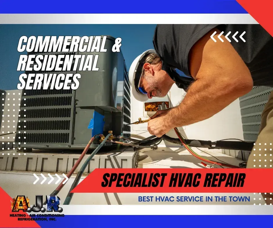 Commercial HVAC repair scene in Weatherford TX with clean building, functioning unit, and organized technician tools.