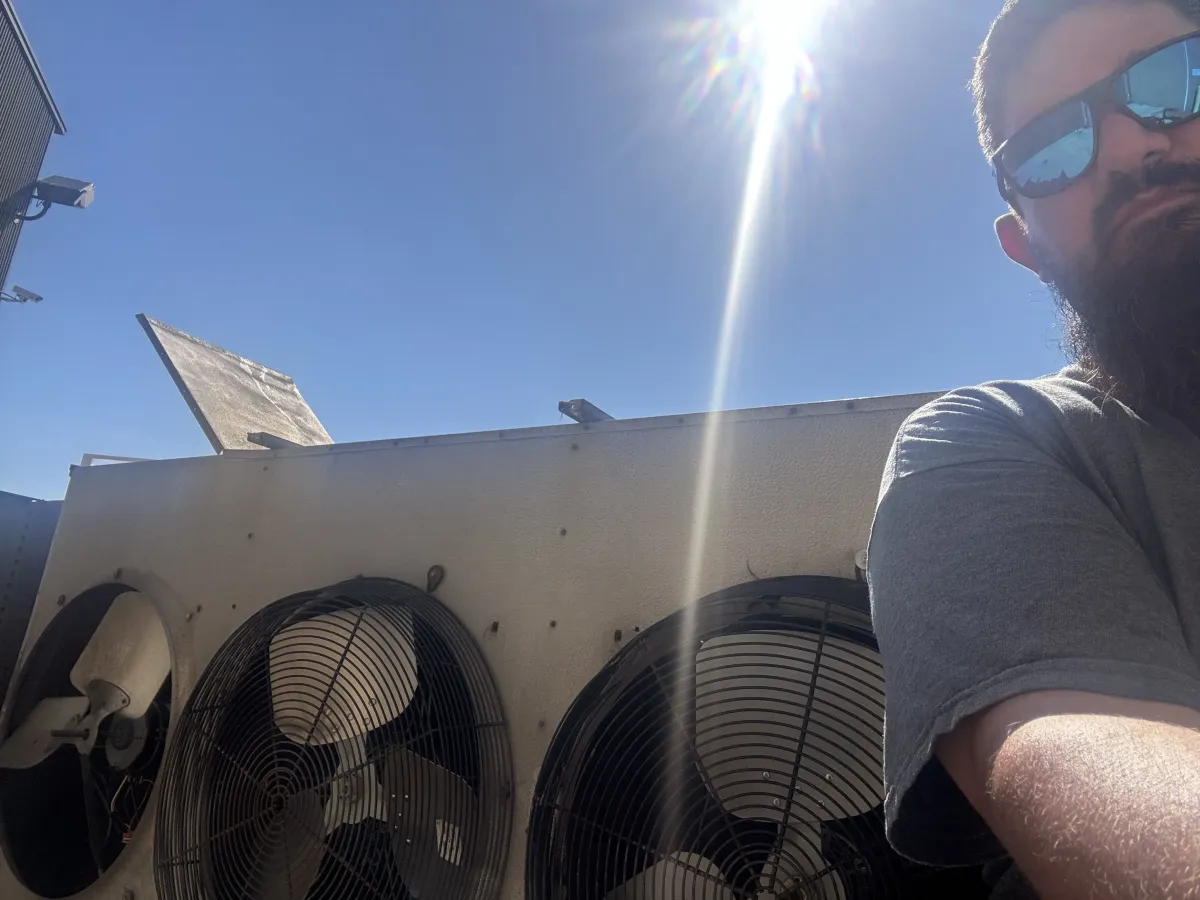 Pristine commercial HVAC repair scene in Springtown TX with modern equipment, organized tools, natural light, and professional details
