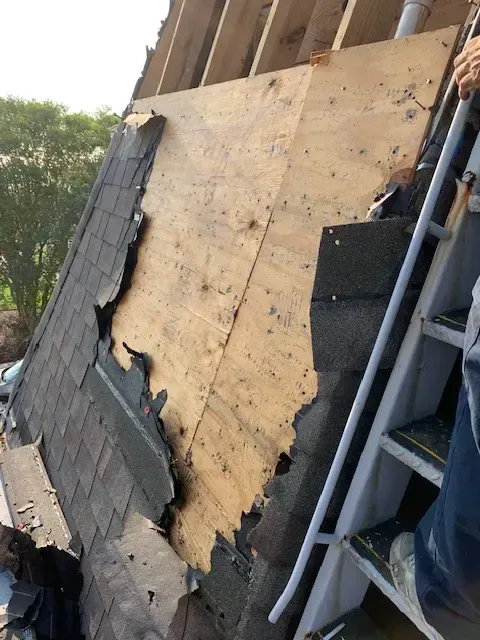 Deck Removal project in Myrtle Beach, SC with tools and construction materials in a sunny setting.