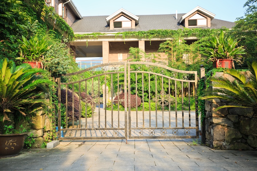 entrance gate to suburban home