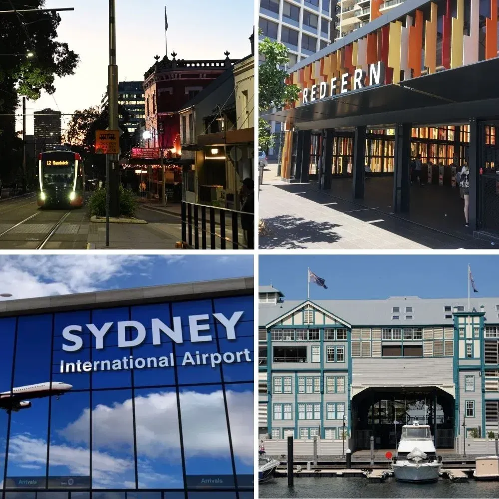 Iconic South Sydney landmarks including Sydney Airport representing expert flood and water restoration services.