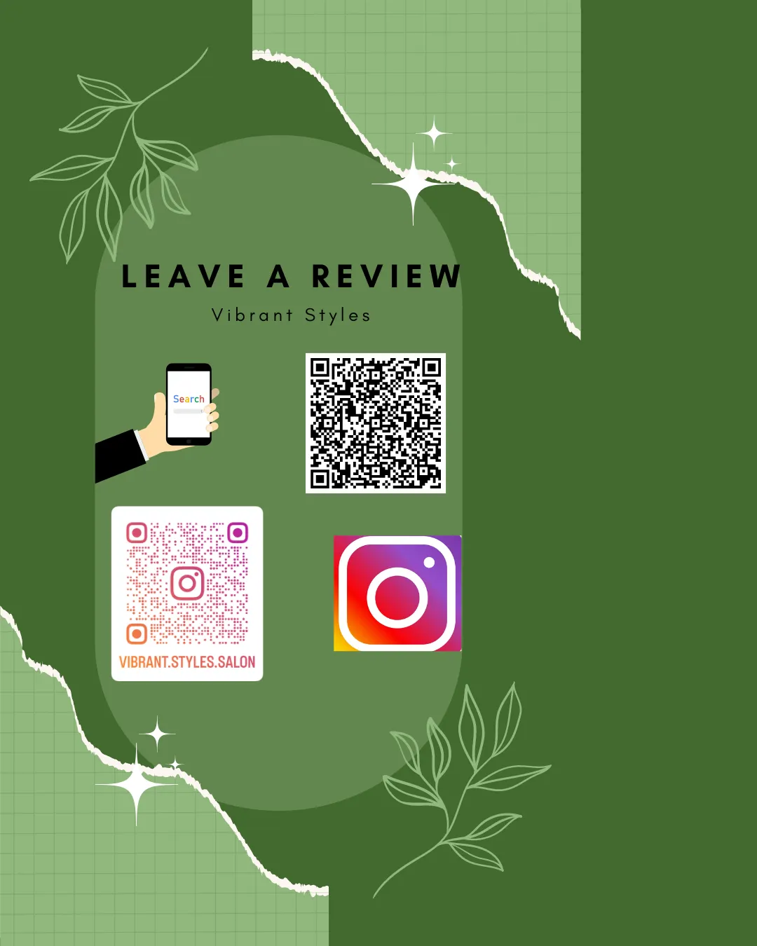 leave a review advert with instagram and google reviews