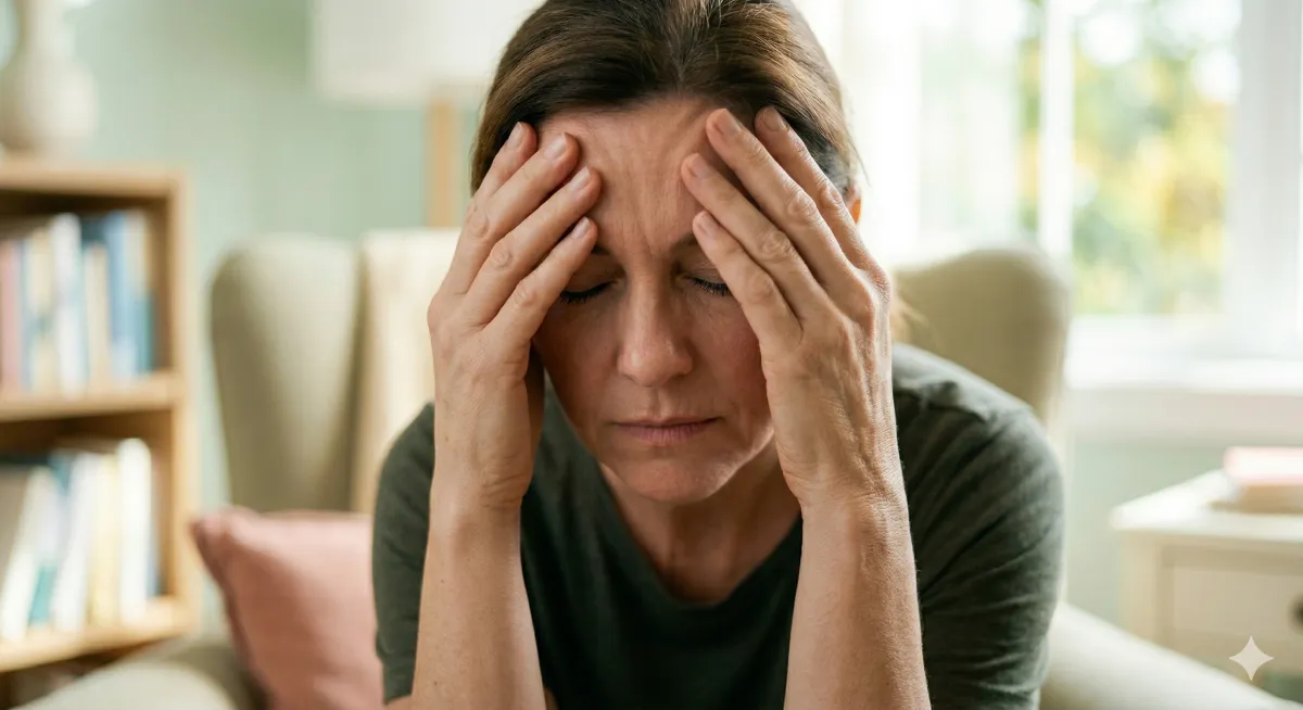 Gesunde Frau hält sich die Hand auf den Bauch als Symbol für Leber- und Stoffwechselgesundheit
