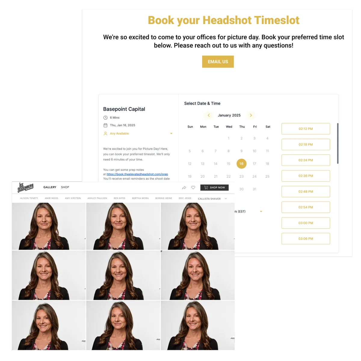 Graphic of Headshot Booking Form