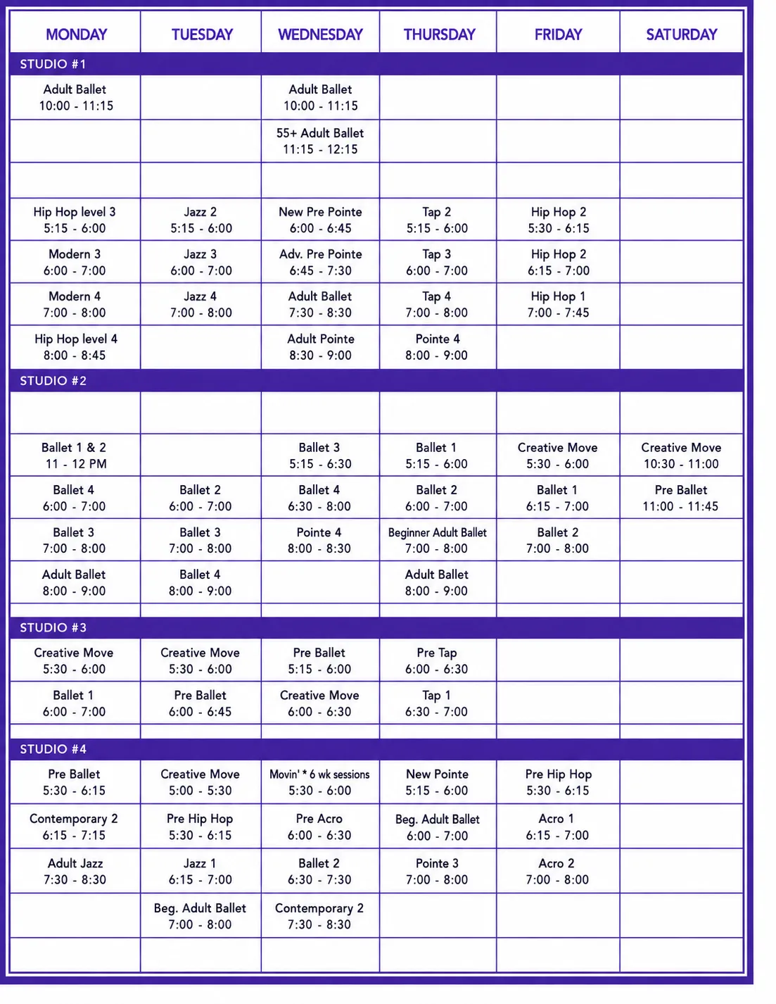 Children and adult dance classes