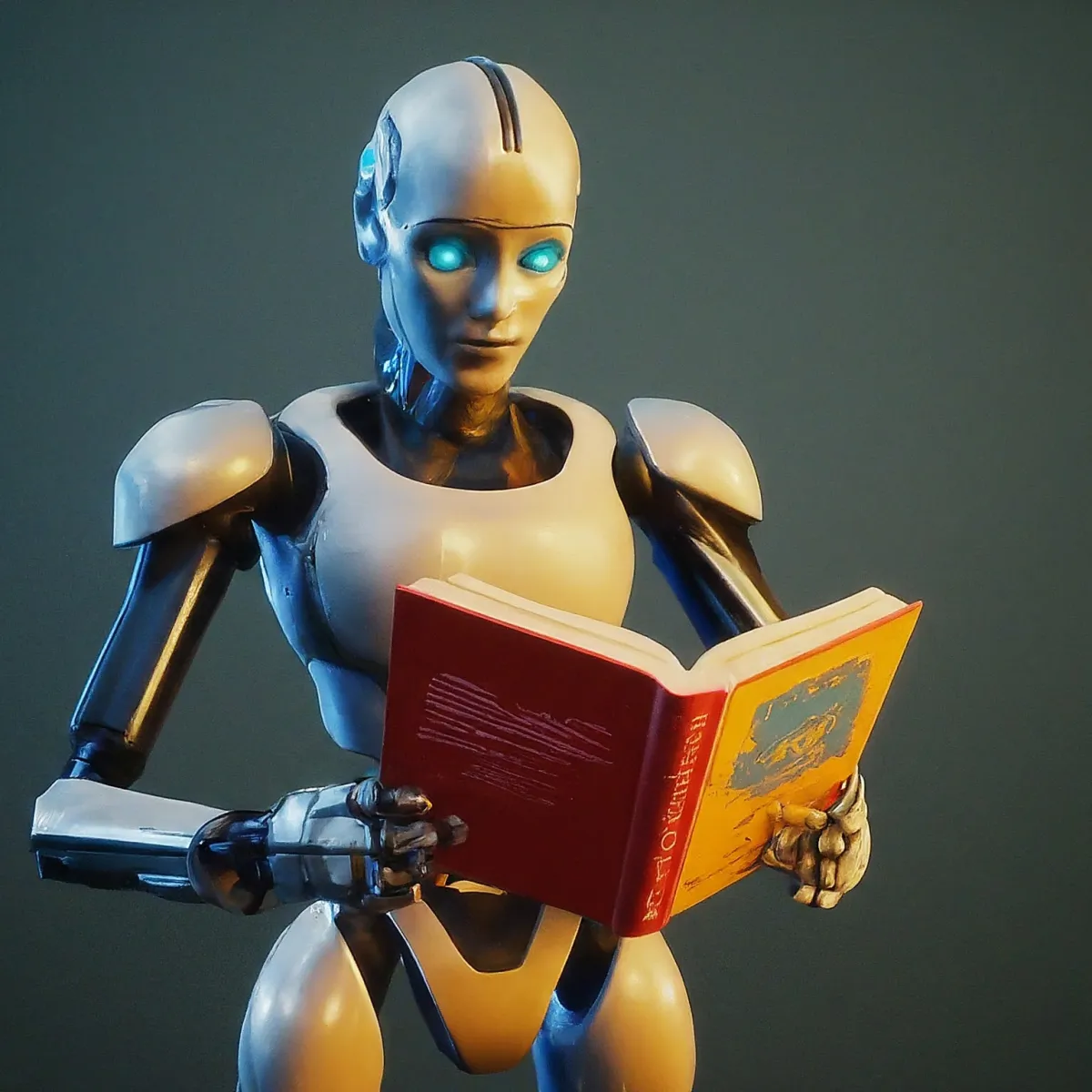 white robot near brown wall