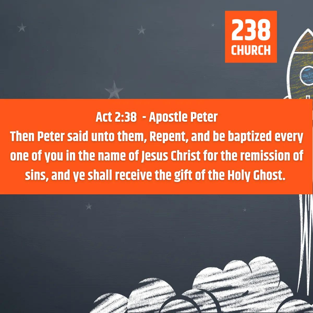 Acts 2:38 scripture highlighting repentance, baptism, and the Holy Ghost, foundational to 238 Church.