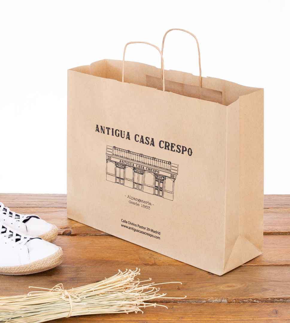 Empty paper shopping bag with handles