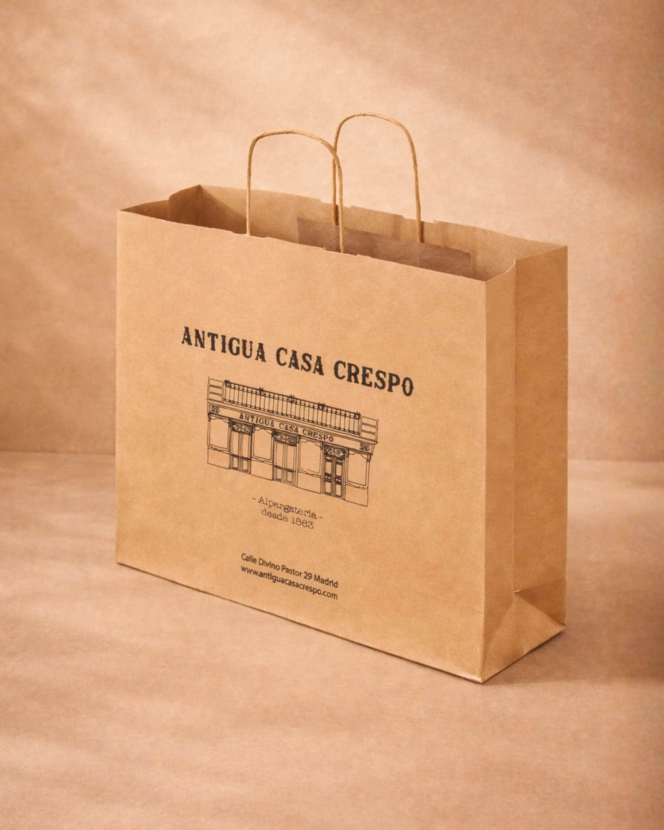 Empty paper shopping bag with handles