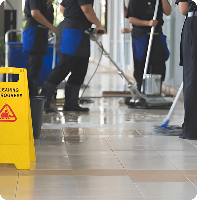 commercial pressure washing cleaning indoor floor and entry area in Dallas Texas