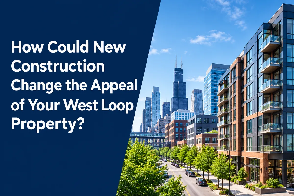 West Loop Chicago property surrounded by modern residential buildings and urban development