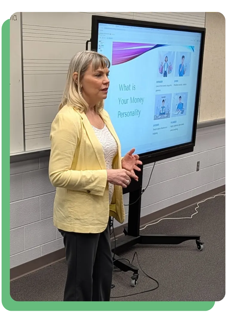 Tina Antrim, Antrim Financial Coaching giving a workshop