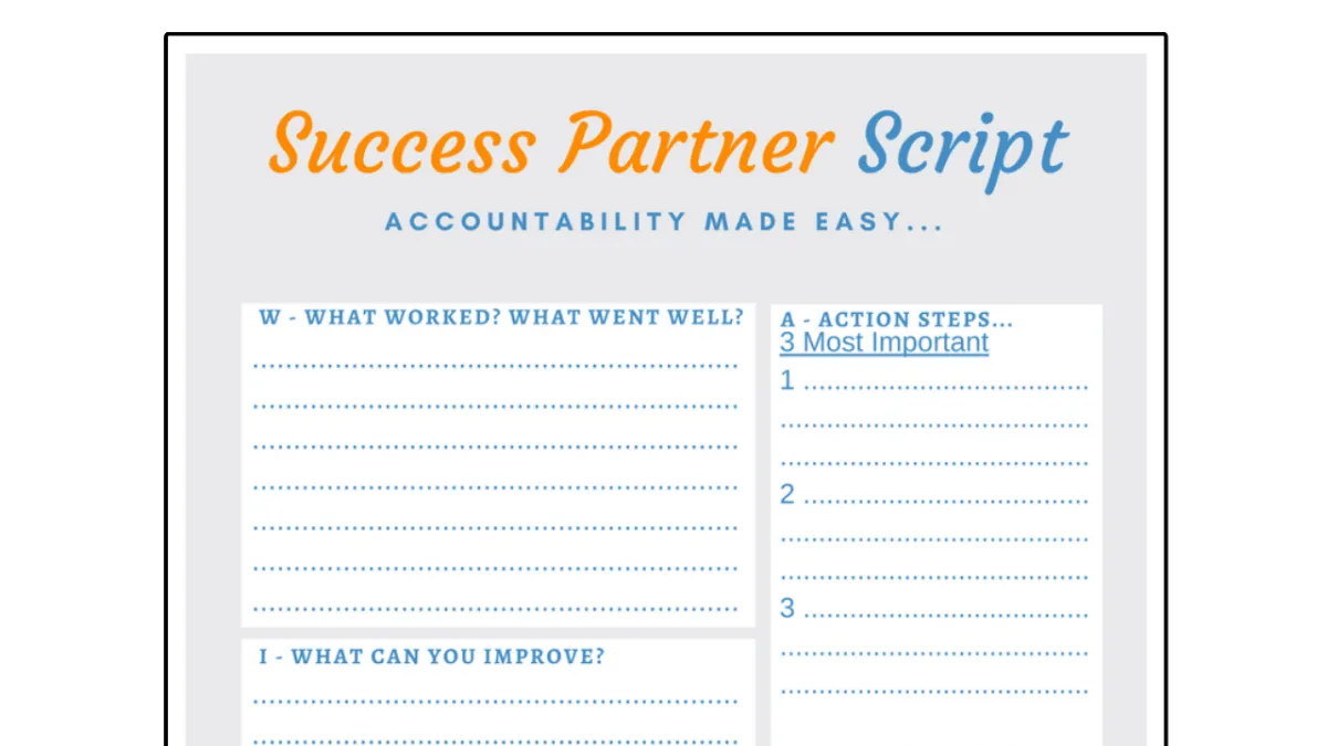 screenshot of success partner script