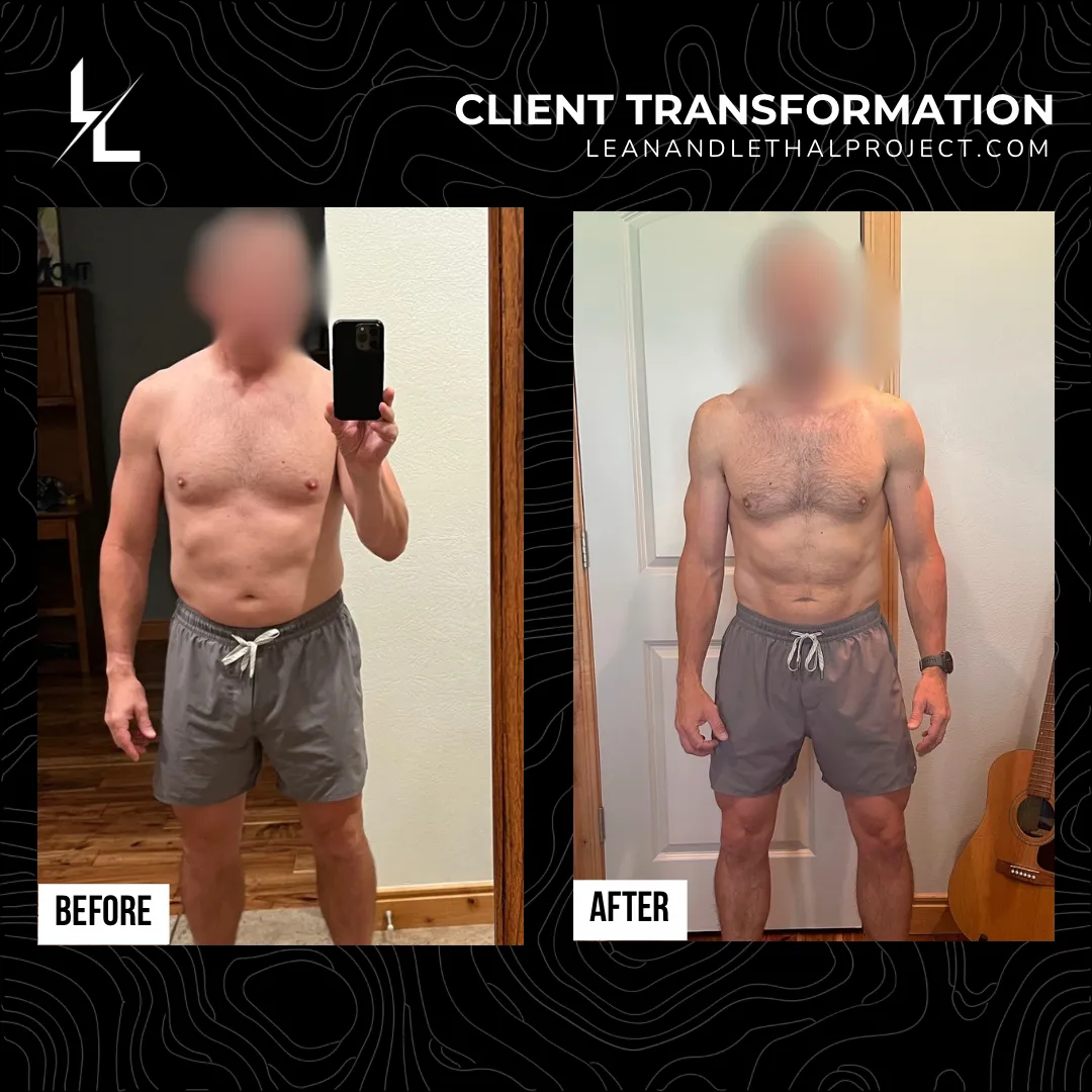 20% body fat down to 13% body fat with coaching