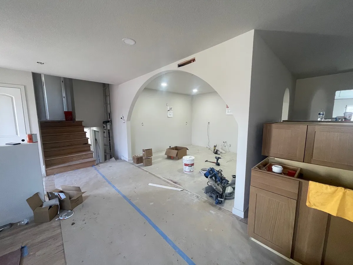 kitchen remodeling denver in progress with cabinets being installed