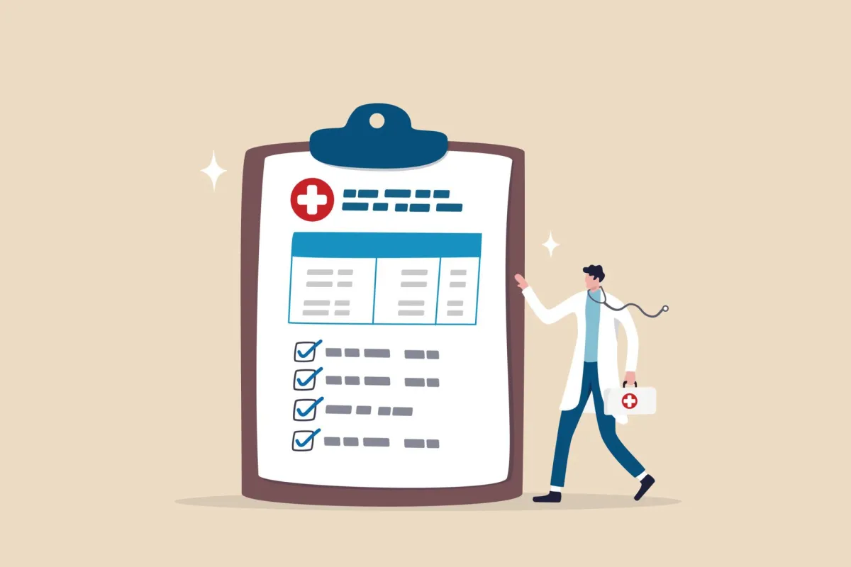 Animated doctor and medical clipboard