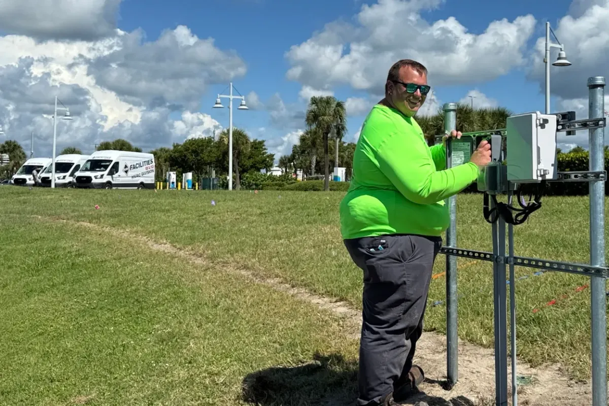 Electrical service work at a breaker panel