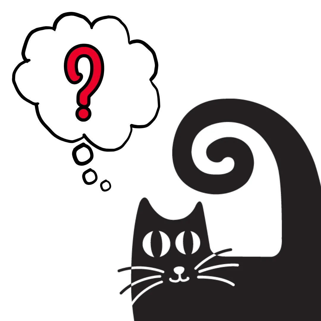 Meet TiBS the Cat. She has a question mark in a thought bubble above her head